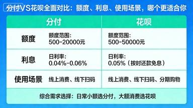 分付 VS 花呗 额度·利息·场景·全面对比 第2张 分付 VS 花呗 额度·利息·场景·全面对比 第2张